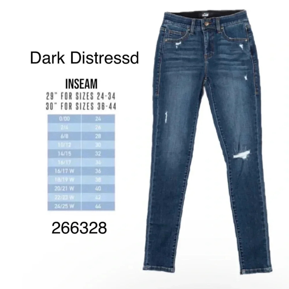 Lularoe Skinny Distressed Jeans Size 22W Dark Wash Slimming Panels EUC - Picture 9 of 12